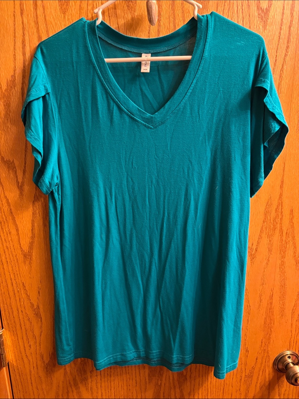 Super soft V-Neck Short Sleeve Women's Top - Teal
